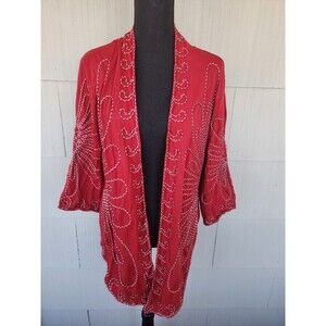 Lauren Michelle Women's Size Medium Embroidered Cardigan Open Front Kimono